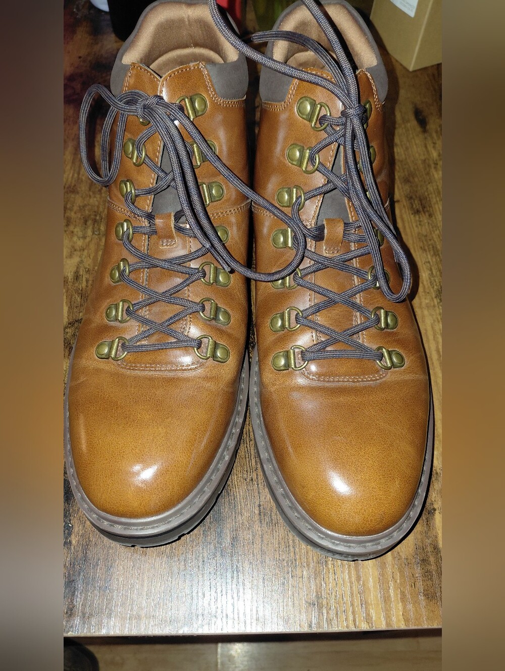Aldo Brown Leather Lace-Up Hiking Boots